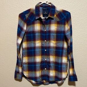 American Eagle Outfitters Multicolor Plaid Button Down Shirt Sz XS